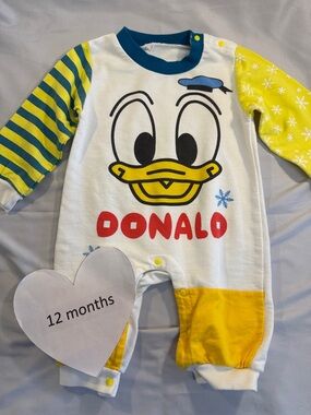 VINTAGE Donald Duck Kids One Piece - White, Yellow, Blue